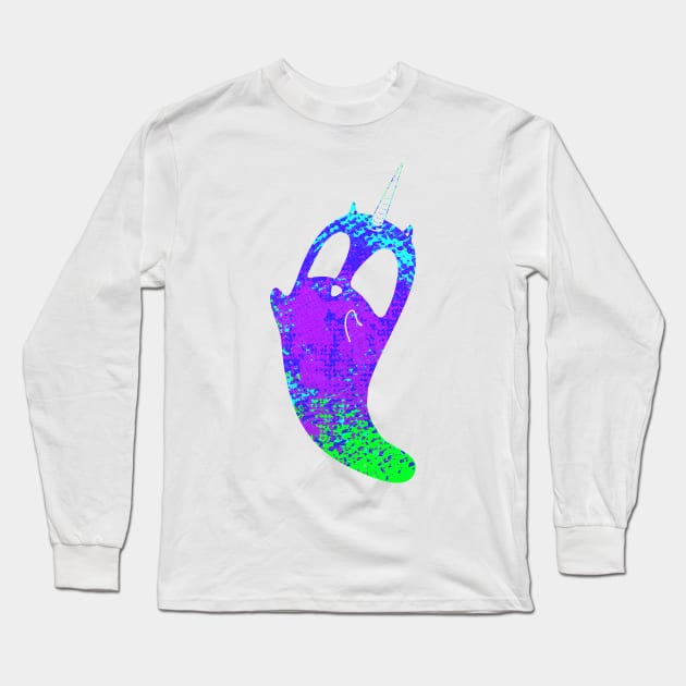 unicorn cat ghost neon splat Long Sleeve T-Shirt by Surplusweird